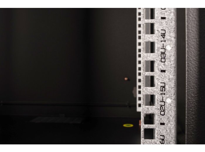 Szafa sieciowa wisząca Unique 19" 16U rack 600x600, drzwi szyba, czarny, niedzielona, złożona, 100kg