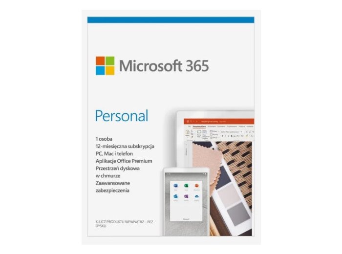 Microsoft 365 Personal PL (1 osoba.; 5 urządzeń ; 12 miesięcy; wersja fizyczna; Polska) (EP2-32454)
