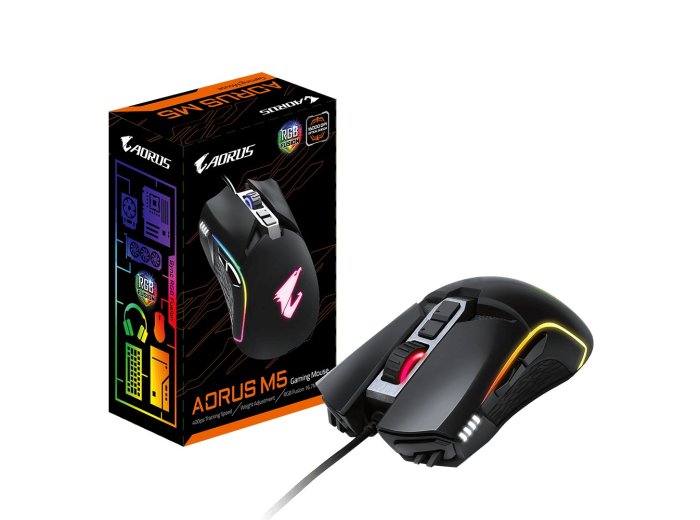 Gigabyte AORUS M5, mysz do gier, USB, optyczna, do 16000 DPI