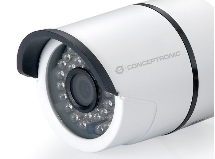 Bezprzewodowa kamera IP w chmurze Conceptronic JARETH HD - Sieciowa kamera bezpieczeństwa - Zewnętrzna - Odporna na warunki atmosferyczne - Kolor (dzień i noc) - 1,3 MP - 1280 x 720 - 720p - Stała ogniskowa - Bezprzewodowa - Wi-Fi - LAN 10/100 - H.26