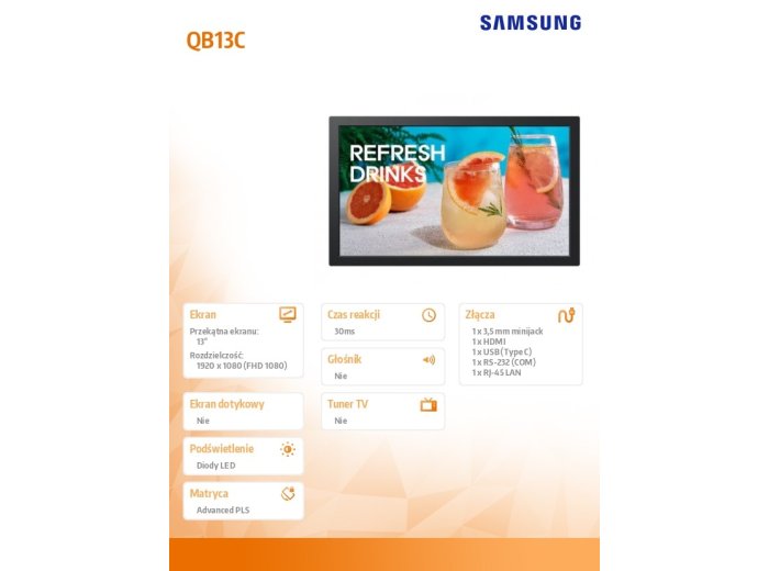 Monitor profesjonalny 13 cali QB13C LH13QBCEBGBXEN