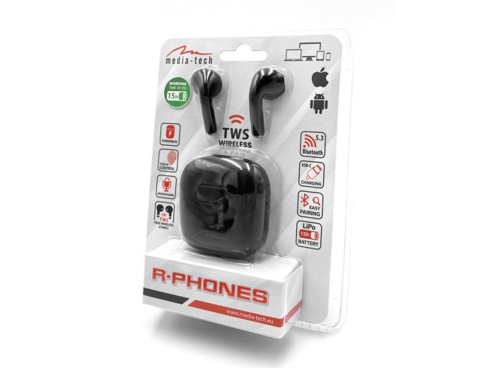 Słuchawki Media tech MT3589K (douszne; Bluetooth; z wbudowanym mikrofonem; kolor czarny