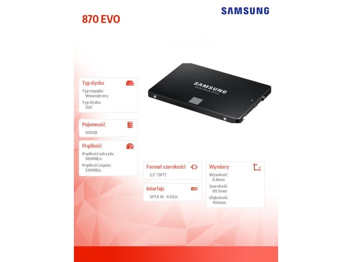 Dysk SSD 870EVO MZ-77E500B/EU 500GB