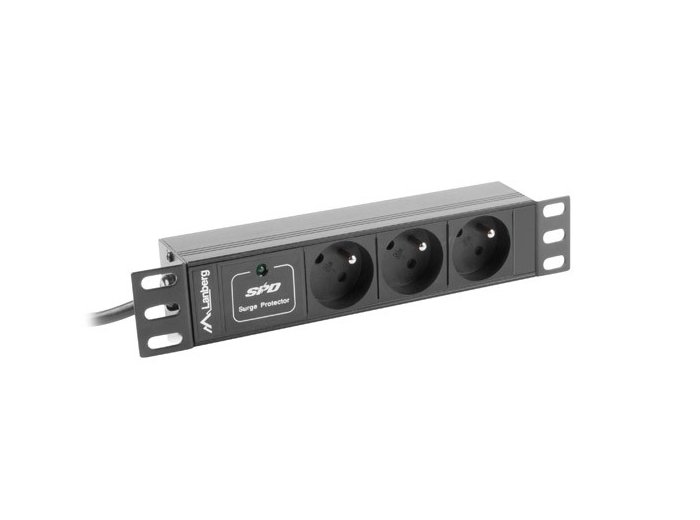 Listwa zasilająca Rack PDU 10 cali 1U 3x PL 2m 16A 230V PL czarna