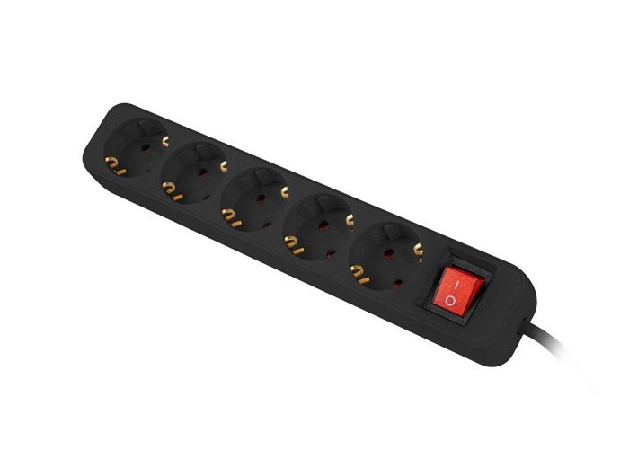 LANBERG LISTWA PRZEDŁUŻACZ 1.5M 5X 230V SCHUKO Z WYŁĄCZNIKIEM KABEL WYKONANY Z PEŁNEJ MIEDZI CZARNA