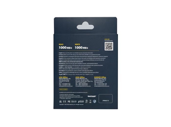 Patriot Transporter LT 1TB USB3.2 Type-C SSD 1000 MB/s Alu Black