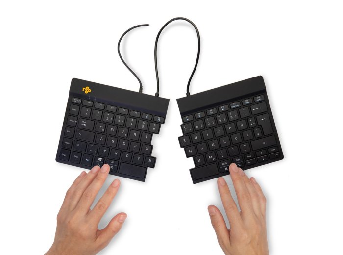 R-Go Tools Ergonomiczna klawiatura R-Go Split Break v2 z oprogramowaniem break, QWERTZ_DE, przewodowa, czarna