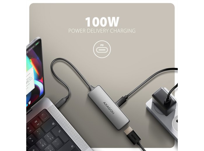 RVC-HI8KPD Adapter aktywny USB-C -> HDMI 8K/60Hz, Aluminiowy, PD100W, 16cm kabel