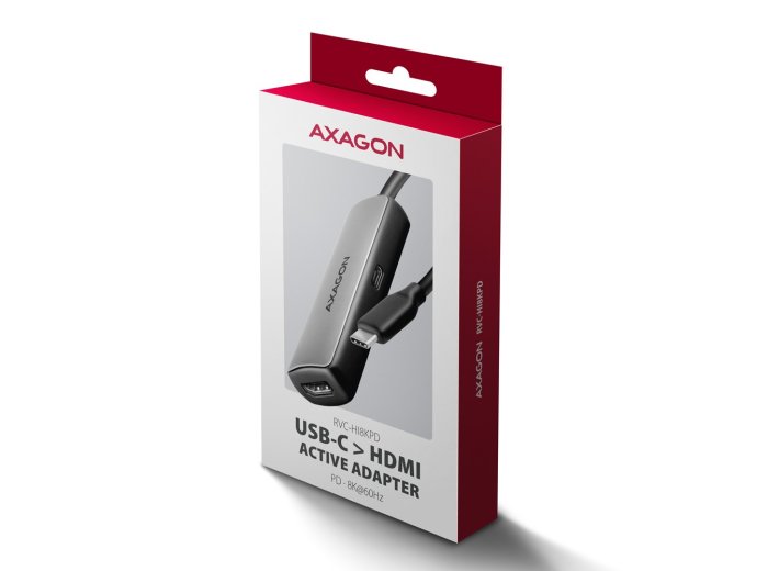 RVC-HI8KPD Adapter aktywny USB-C -> HDMI 8K/60Hz, Aluminiowy, PD100W, 16cm kabel