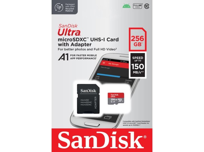 Karta pamięci Ultra microSDXC 256GB 150MB/s A1 + Adapter SD