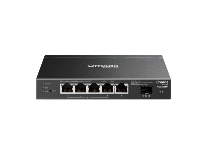 Przełącznik SG2206MP Omada, 6 portów gigabitowych w tym 4 porty PoE+
