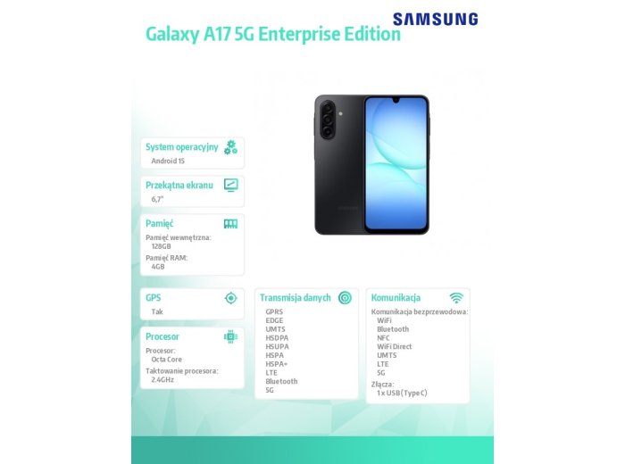 Smartfon Galaxy A17 5G 4/128GB Enterprise Edition czarny