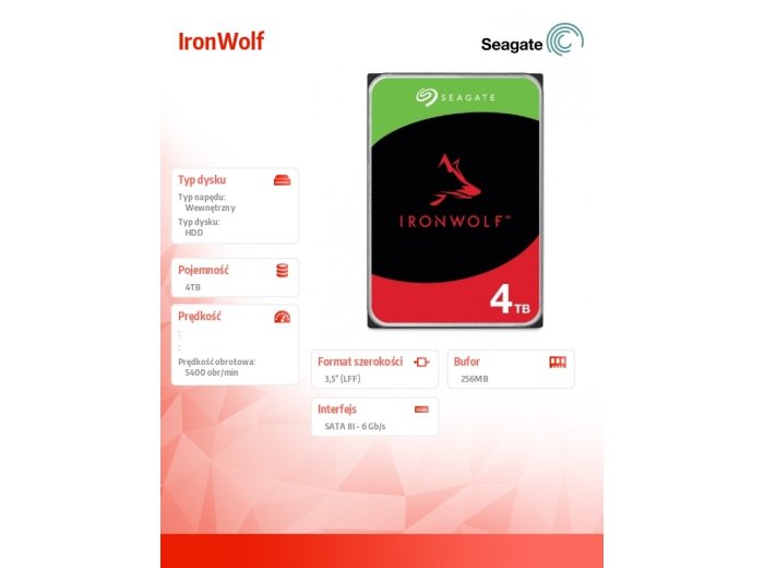 Dysk IronWolf 4TB 3,5 256MB ST4000VN006