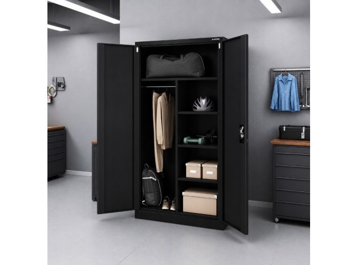 Iron Mate Szafa Gospodarcza Metalowa SATURN 185x90x45 Czarna RAL9005