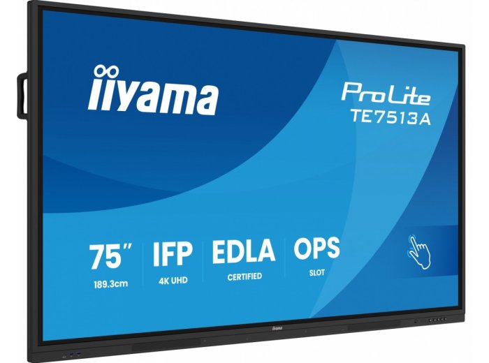 Monitor 75 cali TE7513A-B3AG INFRARED, 40pkt, IPS, 4K, 500cd, 1200:1, WiFi, USB, ANDROID 14, Google EDLA, 2x20W, uchwyt ścienny