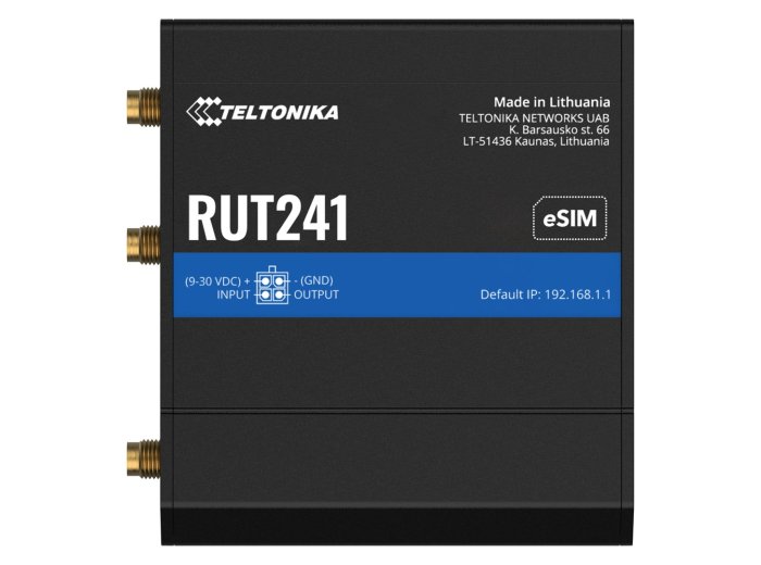 Przemysłowy router Teltonika RUT241 eSIM 4G LTE Cat 4, 2x RJ45 100Mb/s