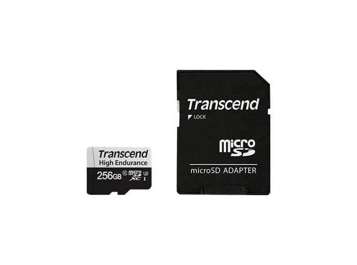 SD microSD Card 256GB Transcend SDXC USD350V w/adapter