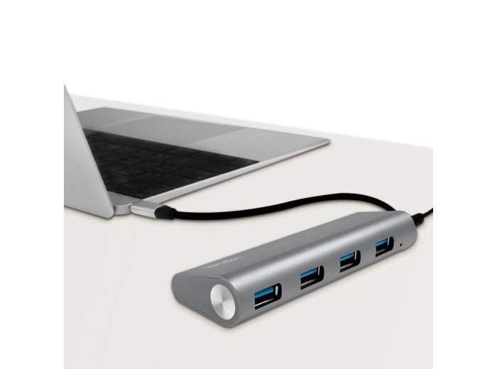 Hub 4xUSB 3.1, USB-C, aluminiowa obudowa
