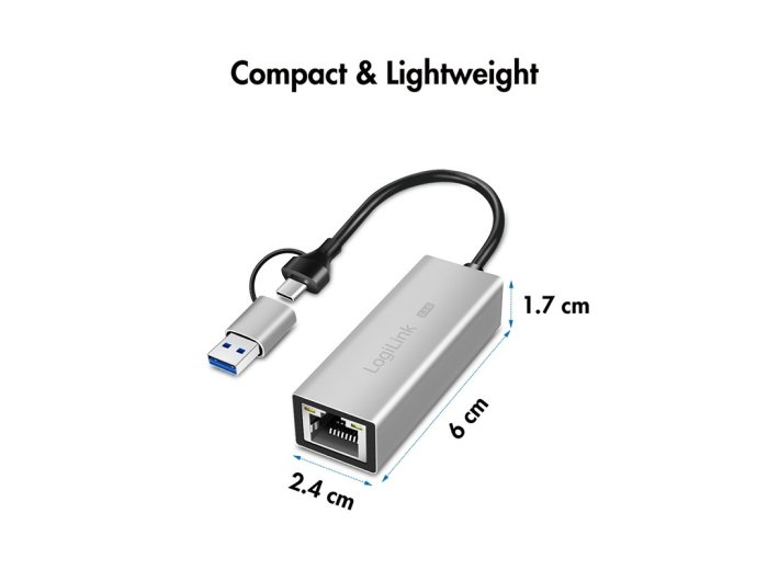 Adapter USB-A/-C do 2,5G Ethernet, szary