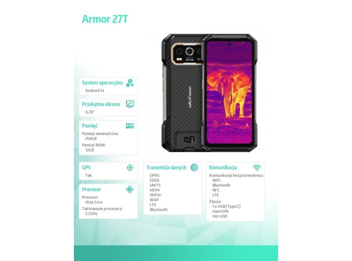 Smartfon Armor 27T 4G 12/256GB IP69K czarny