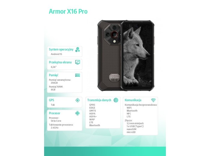 Smartfon Armor X16 Pro 5G 8/256GB IP69K czarny