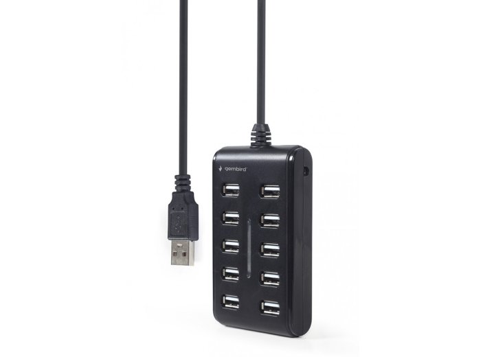 HUB USB 2.0 10-portowy czarny