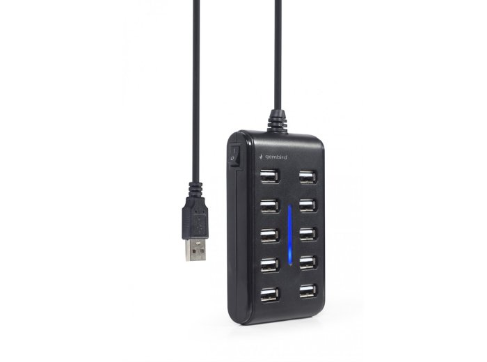 HUB USB 2.0 10-portowy czarny