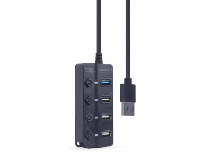 HUB 4-portowy USB (1 x USB 3.1 + 3 x USB 2.0) z przyciskami włączania/wyłączania oraz wskaźnikiem LED