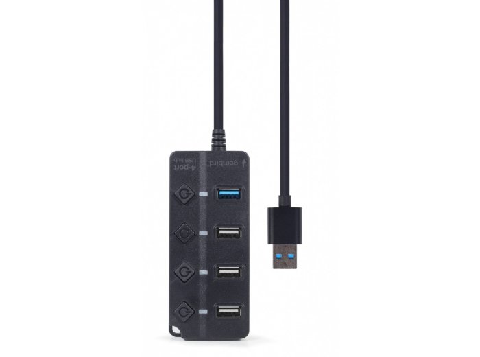 HUB 4-portowy USB (1 x USB 3.1 + 3 x USB 2.0) z przyciskami włączania/wyłączania oraz wskaźnikiem LED