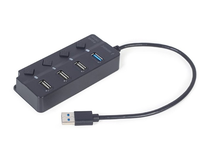 HUB 4-portowy USB (1 x USB 3.1 + 3 x USB 2.0) z przyciskami włączania/wyłączania oraz wskaźnikiem LED