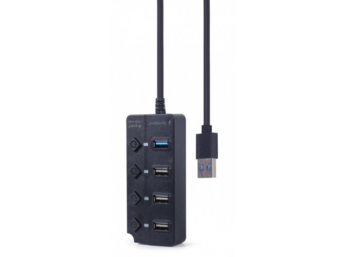 HUB 4-portowy USB (1 x USB 3.1 + 3 x USB 2.0) z przyciskami włączania/wyłączania oraz wskaźnikiem LED