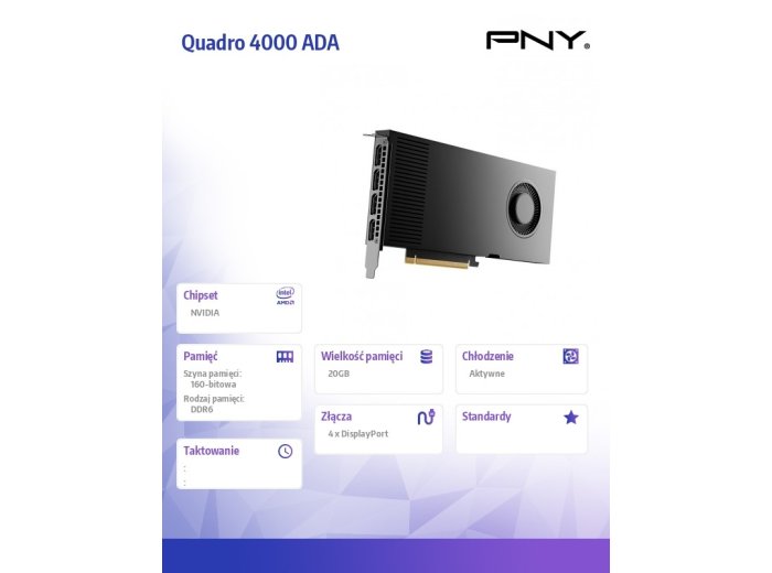 Karta graficzna Quadro 4000 ADA GENERAT ION 20GB GDDR6 VCNRTX4000ADA-SB