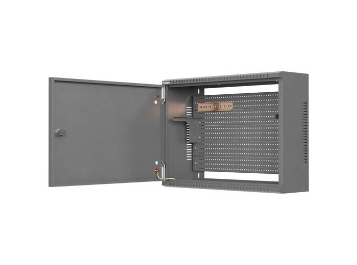 Szafa instalacyjna TPR 10 i 19 cali z płytą MESH 560x420x180 czarna (złożona)