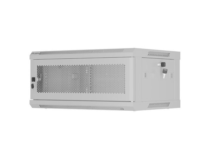 Szafa instalacyjna rack wisząca 19 cali 4U 600x450 drzwi perforowane (flat pack) szara