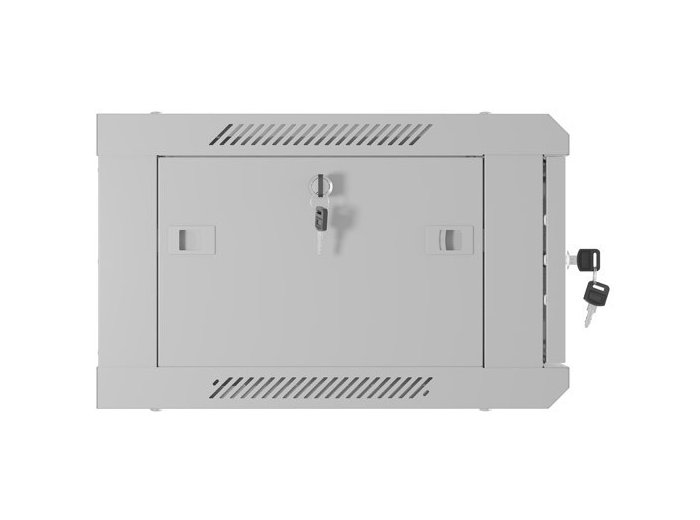 Szafa instalacyjna rack wisząca 19 cali 4U 600x450 drzwi perforowane (flat pack) szara