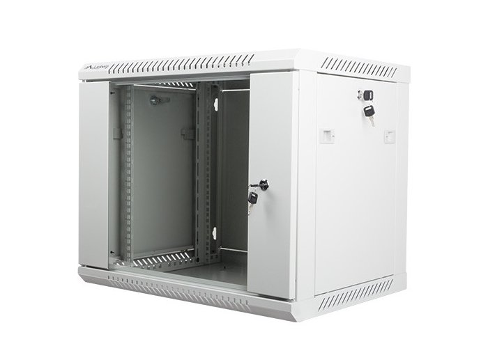 Szafa instalacyjna wisząca 19 cali 9U 600X450mm szara (drzwi szklane)