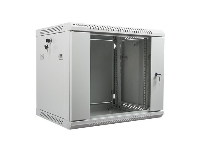 Szafa instalacyjna wisząca 19 cali 9U 600X450mm szara (drzwi szklane)