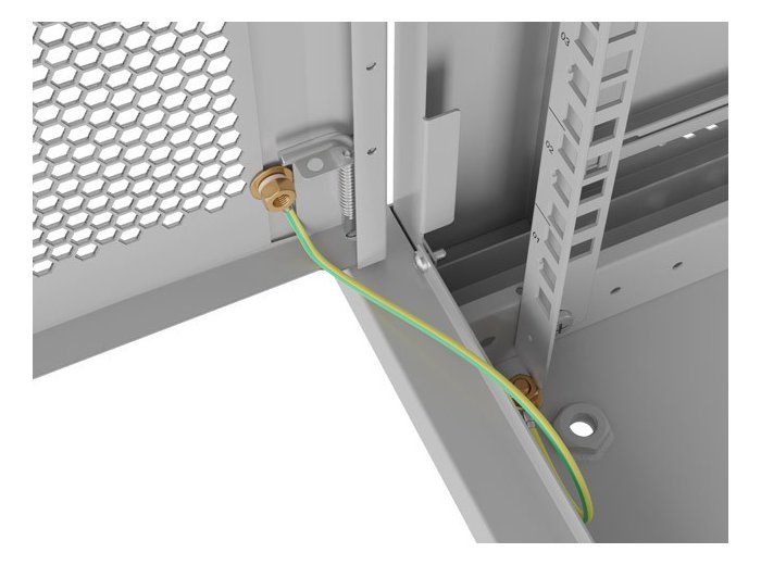 Szafa instalacyjna rack wisząca 19 cali 9U 600x450 drzwi perforowane (flat pack) szara