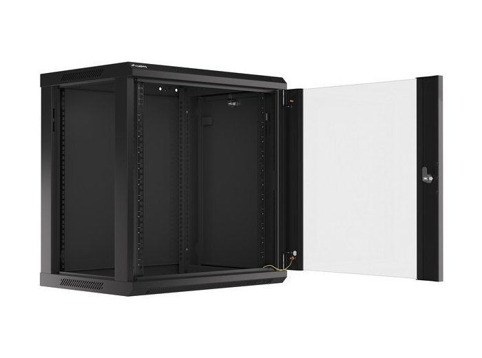 Szafa instalacyjna wisząca 19 12U 600X450mm czarna (drzwi szklane)