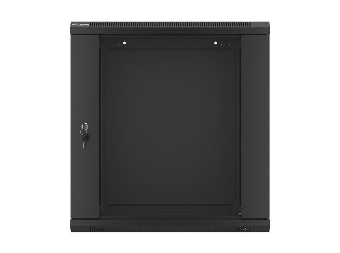 Szafa instalacyjna wisząca 19 12U 600X450mm czarna (drzwi szklane)