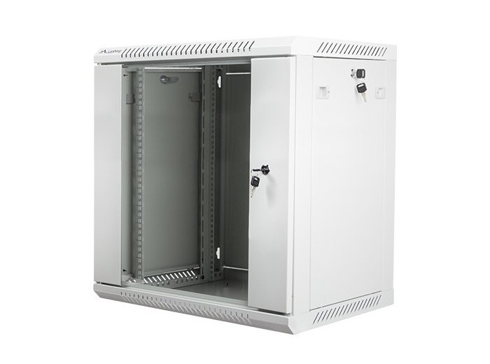 Szafa instalacyjna wisząca 19 cali 12U 600X450mm szara (drzwi szklane)