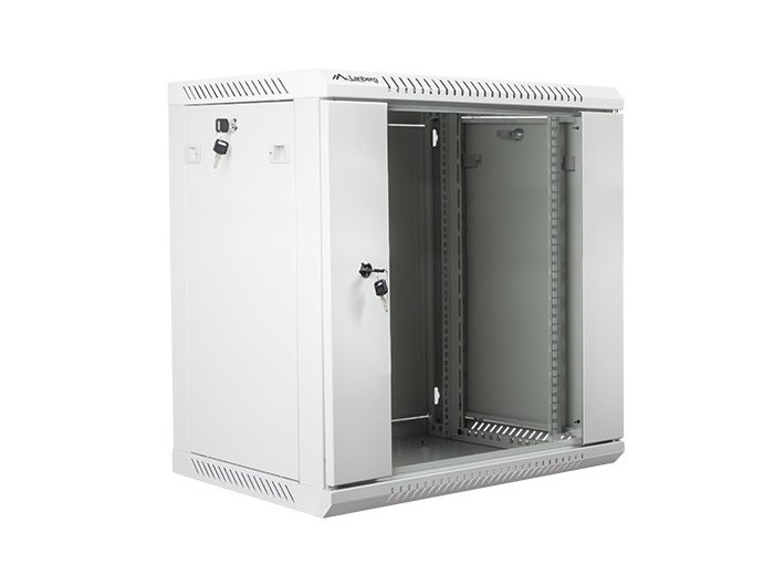 Szafa instalacyjna wisząca 19 cali 12U 600X450mm szara (drzwi szklane)