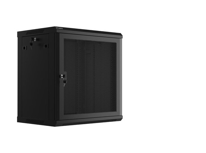 Szafa wisząca 19 cali 12U 600x450 drzwi perforowane (flat pack) czarna