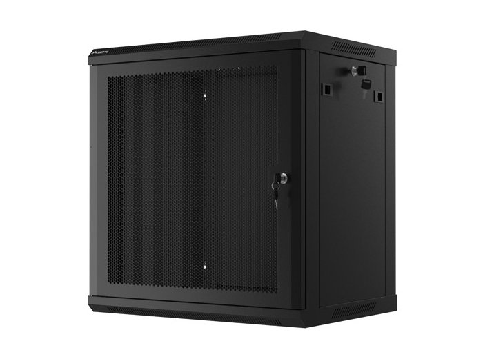 Szafa wisząca 19 cali 12U 600x450 drzwi perforowane (flat pack) czarna