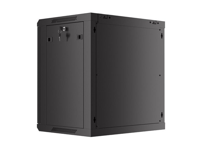 Szafa wisząca 19 cali 12U 600x450 drzwi perforowane (flat pack) czarna