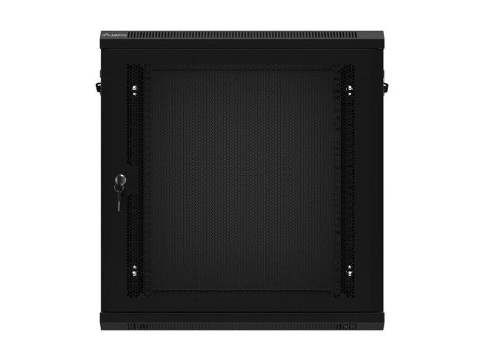 Szafa wisząca 19 cali 12U 600x450 drzwi perforowane (flat pack) czarna