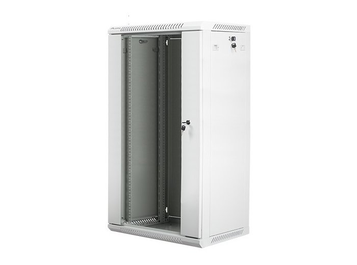 Szafa instalacyjna wisząca 19 cali 22U 600X450mm szara (drzwi szklane)
