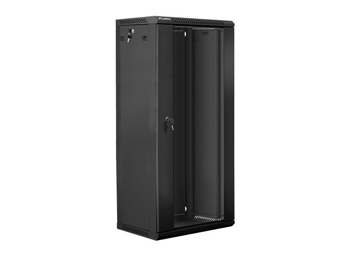 Szafa instalacyjna wisząca 19 cali 27U 600X450mm czarna (drzwi szklane)