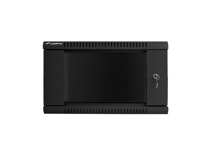 Szafa instalacyjna wisząca 19 cali 6U 600X600mm czarna (drzwi szklane)