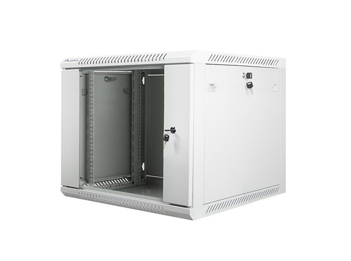 Szafa instalacyjna wisząca 19 cali 9U 600X600mm szara (drzwi szklane)